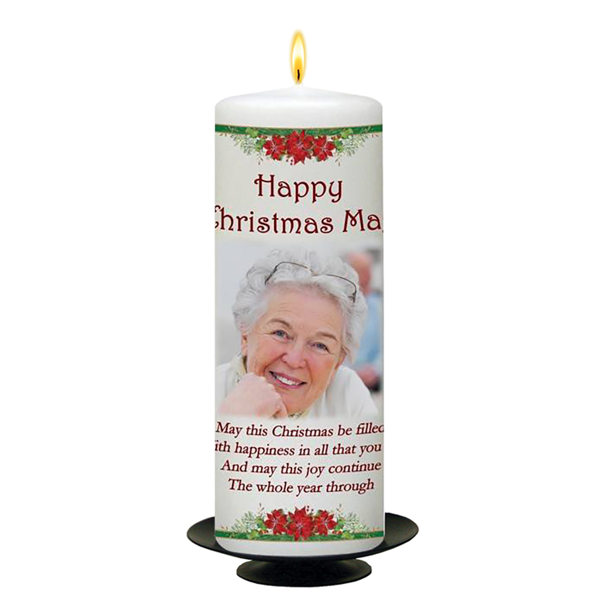 Personalised Christmas Candle - Wonderland - Globe & Sleigh with Photo